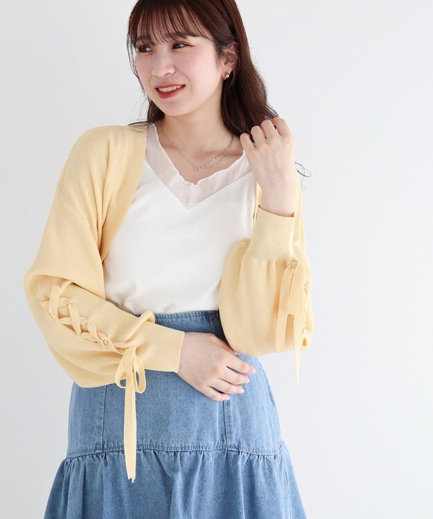 Green Parks ｄａｚｚｌｉｎ　ニットボレロ Yellow
