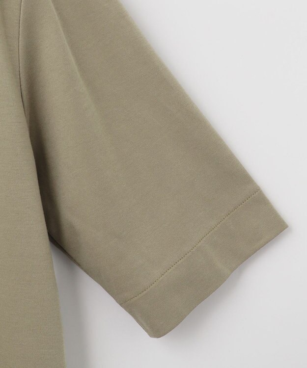 自由区 【洗える】エンブロイダリー フロントデザイン Tシャツ カーキ系