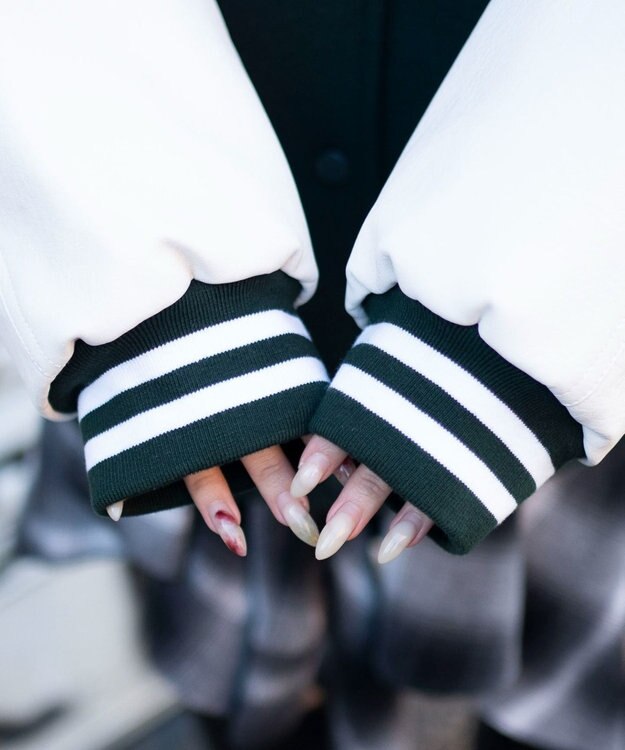 WEGO 2WAYフード付きビッグスタジャン ダークグリーン