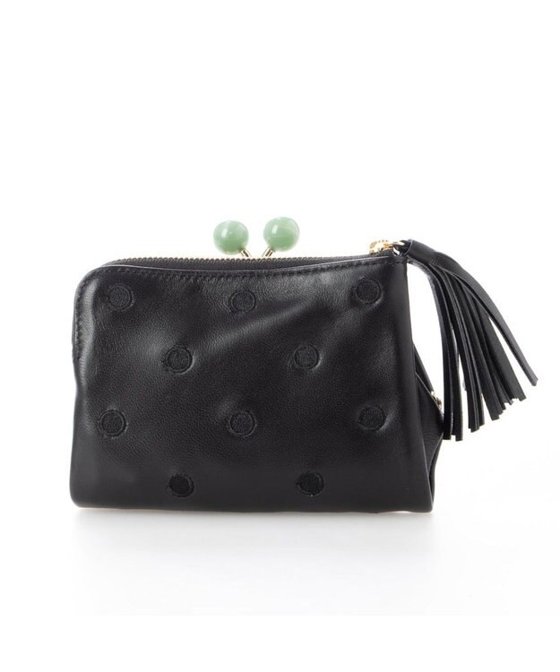 UNBILLION perche ジェムストーンがま口二つ折り財布 ブラックドット