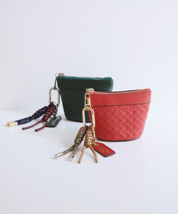 TOPKAPI 【TREASURE TOPKAPI】スムースレザー 幾何柄 マルチケース バッグチャーム レッド