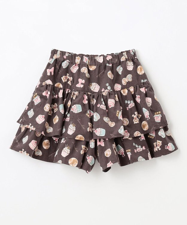 ANY KIDS スイーツ プリント キュロット ブラウン系