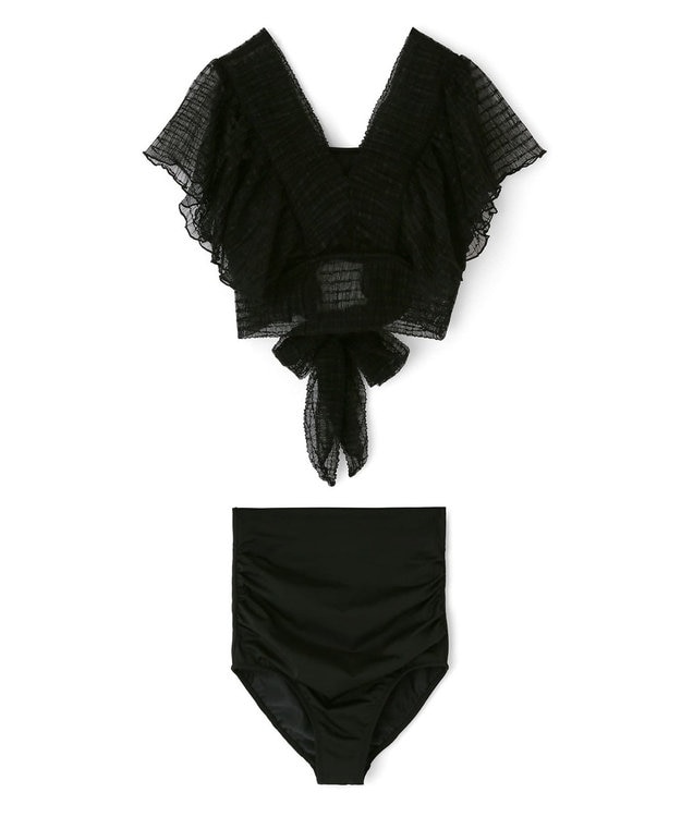 San-ai Resort（三愛水着楽園） フリルスリーブノンワイヤービキニ　9M　【San-ai Resort（サンアイリゾート）】 ブラック
