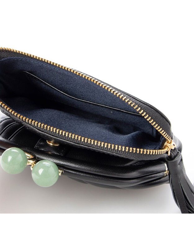 UNBILLION perche ジェムストーンがま口二つ折り財布 ブラックドット