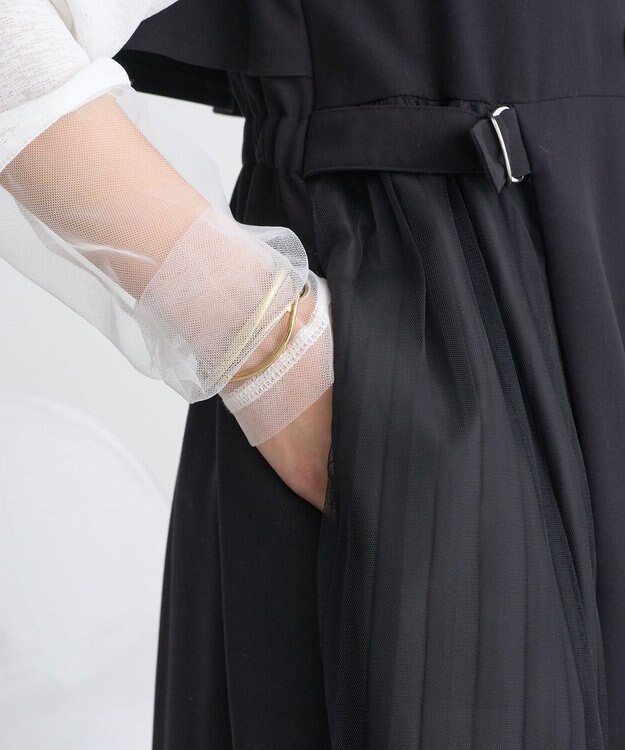 earth music&ecology サイドプリーツジレンチ ブラック