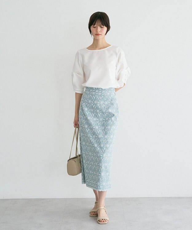 YECCA VECCA ハシゴレースタックスリーブブラウス Off White