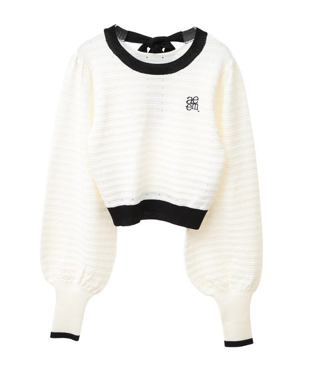 earth music&ecology 配色バックリボンプルオーバー Ivory