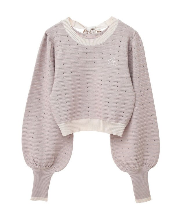 earth music&ecology 配色バックリボンプルオーバー Pink Beige