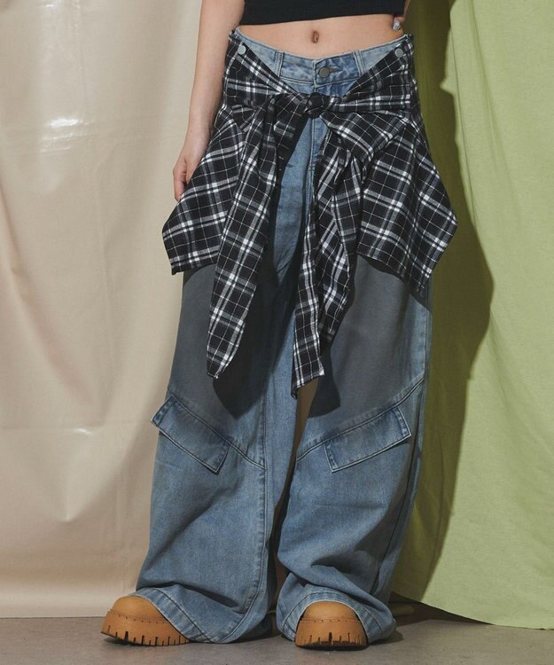 WEGO フェイクシャツスリーブデニム ブルー