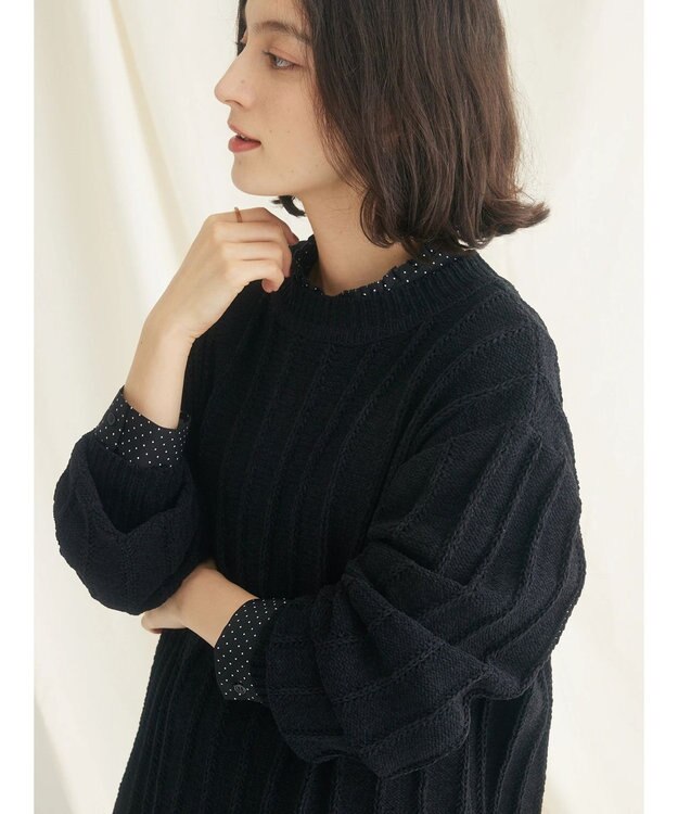 CRAFT STANDARD BOUTIQUE ピコフリルドットブラウス Black