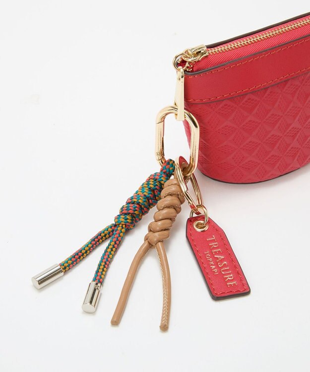 TOPKAPI 【TREASURE TOPKAPI】スムースレザー 幾何柄 マルチケース バッグチャーム レッド