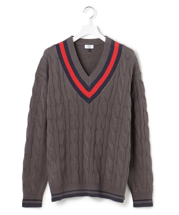 J.PRESS YORK STREET 【UNISEX】チルデンVネック ニット ライトグレー系