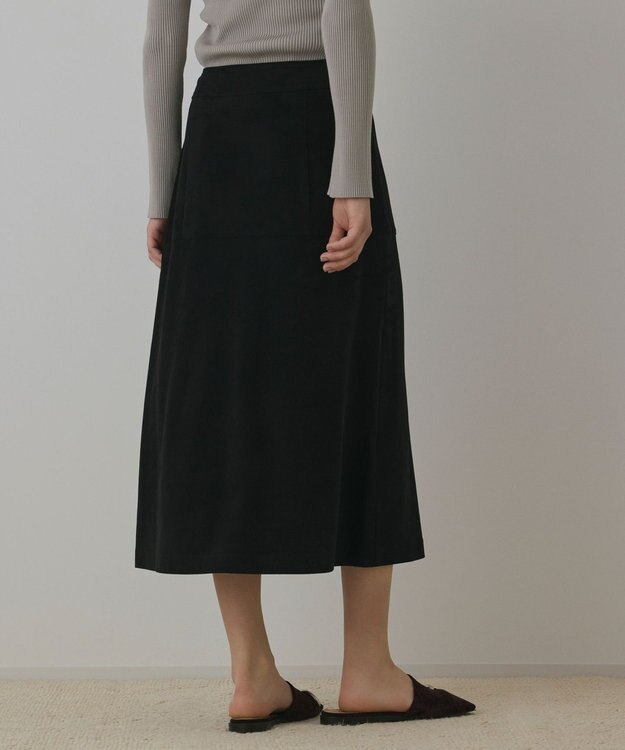 GRACE CONTINENTAL フェイクスウェードフレアスカート ブラック