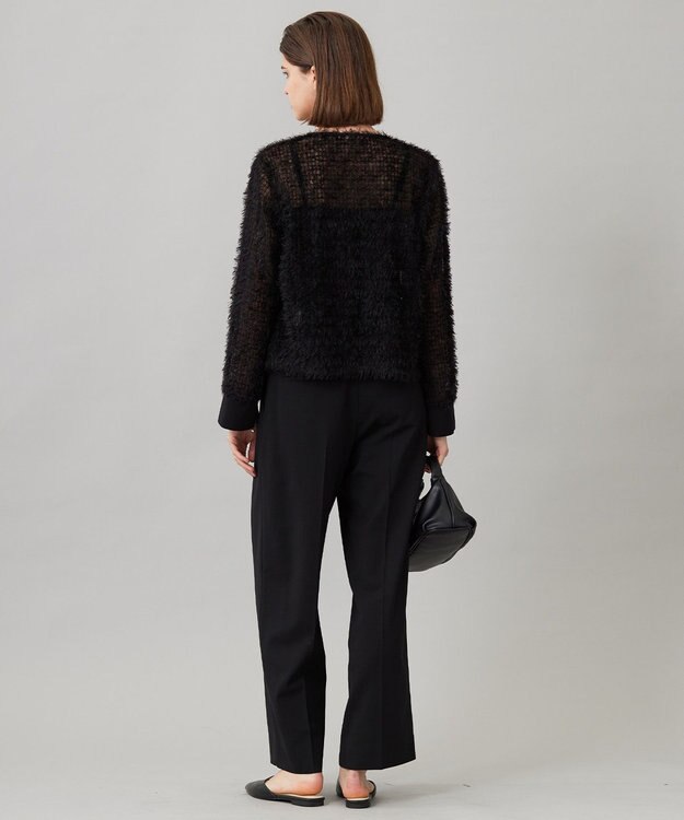 ICB L 【洗える】 フェザーチュール ブラウス ブラック系