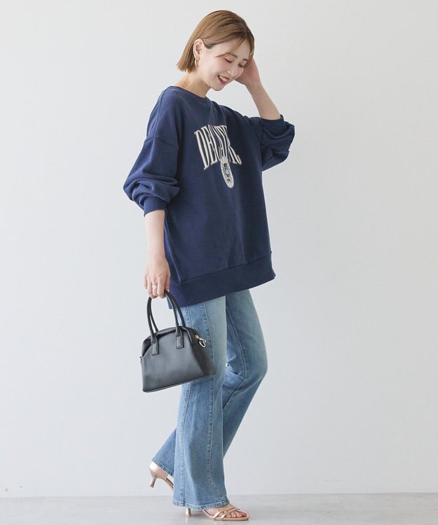 AMERICAN HOLIC カレッジロゴクラックプリント裏毛プルオーバー Navy