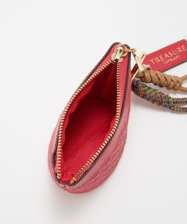 TOPKAPI 【TREASURE TOPKAPI】スムースレザー 幾何柄 マルチケース バッグチャーム レッド