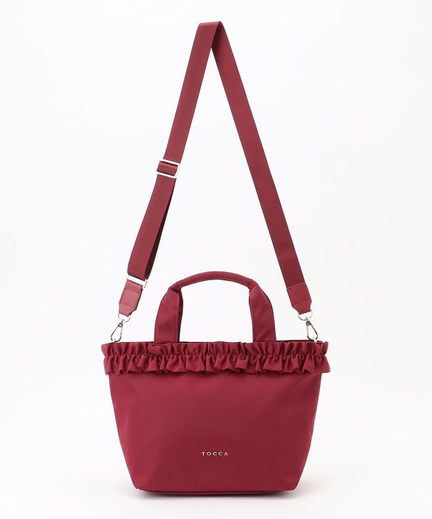 TOCCA 【ショルダー取り外し可能】FRILL GARLAND NYLONTOTE  トートバッグ レッド系