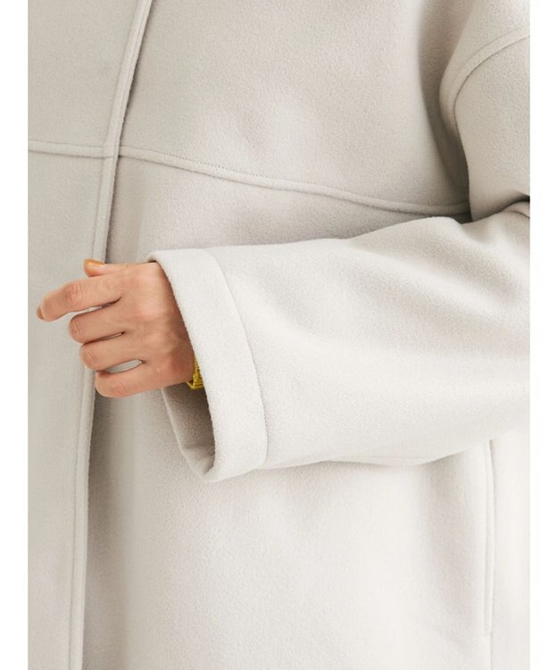 Green Parks 洗えるノーカラーショートコート Light Beige