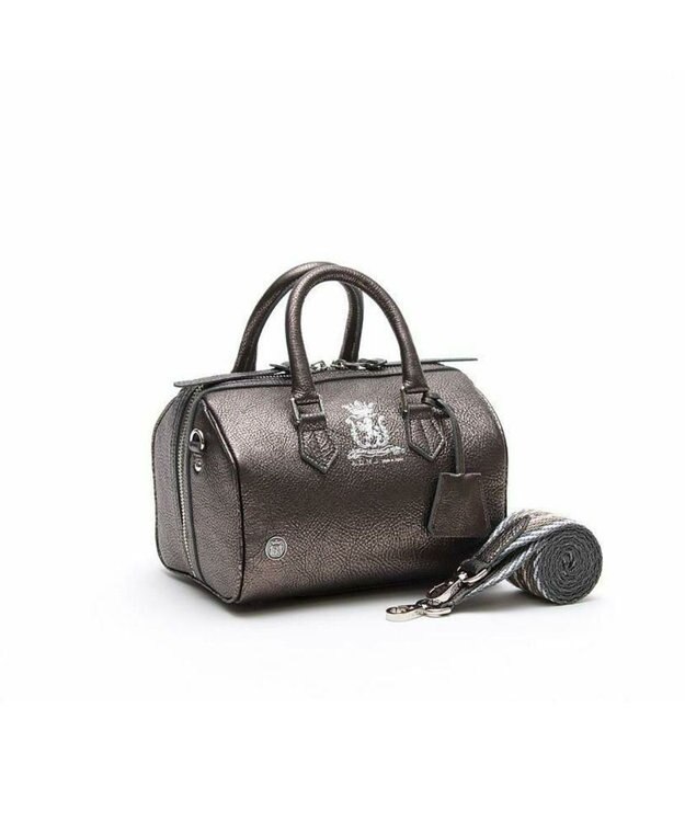 A.D.M.J. 【牛革】メタリックレザー/ドラムボストンＳ グラファイト