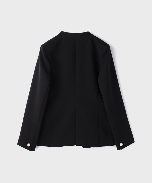 GRACE CONTINENTAL パールボタンノーカラージャケット ブラック