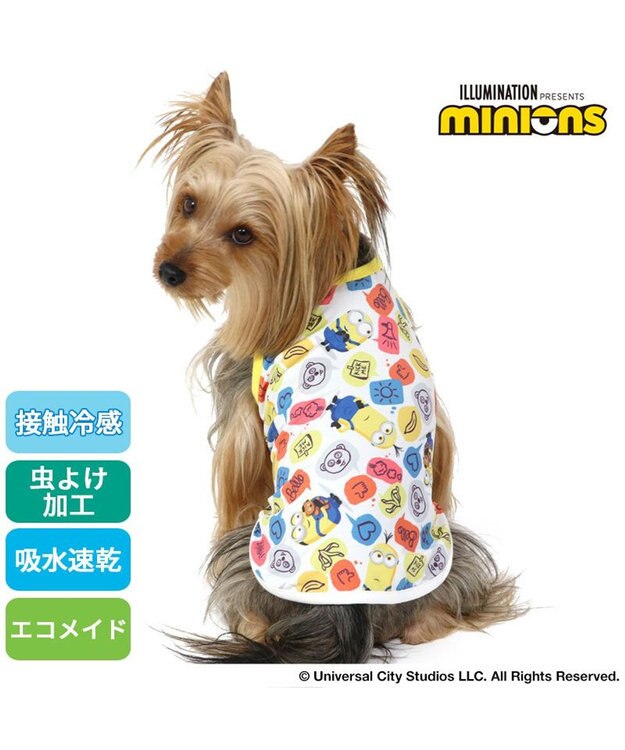 PET PARADISE 犬の服 春夏 ひんやり クール 接触冷感 虫除け ミニオン  ふきだし柄 タンクトップ 【小型犬】 マルチカラー