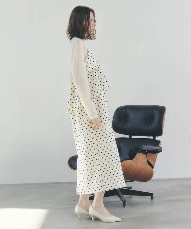 YECCA VECCA ドット柄バルーンキャミワンピース Ivory