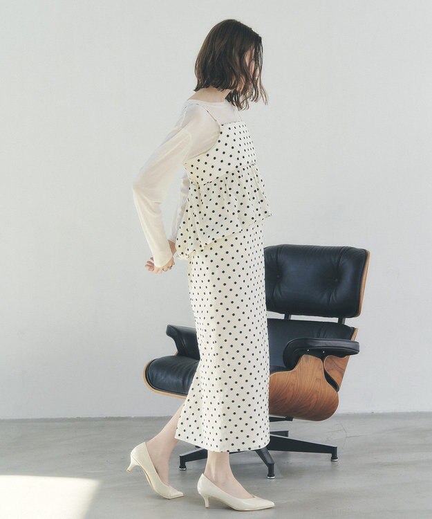 YECCA VECCA ドット柄バルーンキャミワンピース Ivory