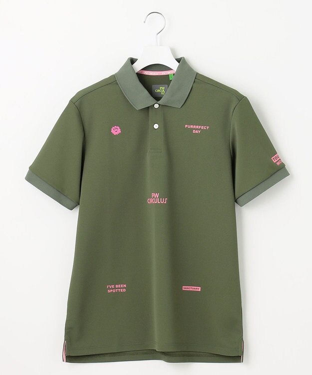 PW CIRCULUS 【MEN】【吸汗速乾】ベーシックカノコ ポロシャツ カーキ系