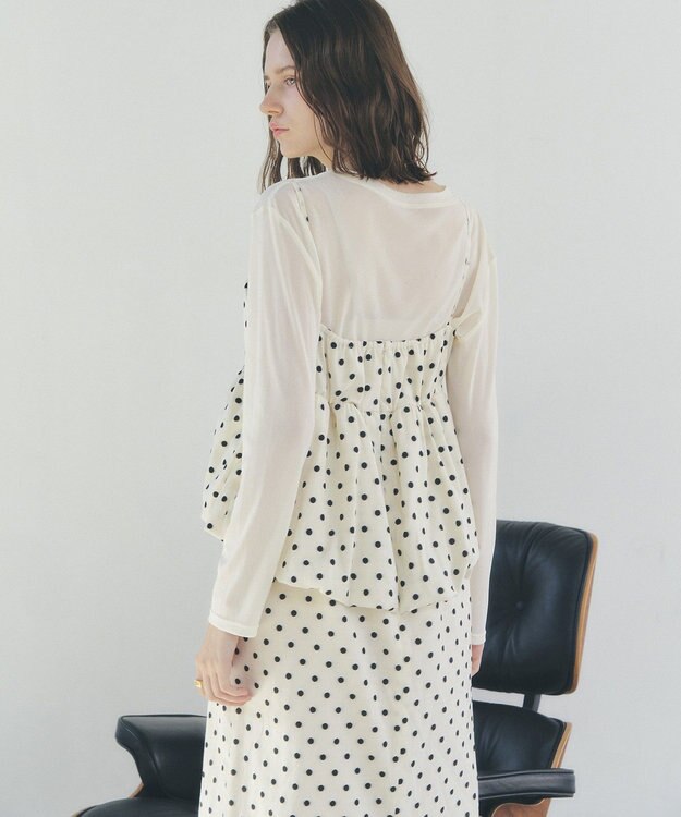 YECCA VECCA ドット柄バルーンキャミワンピース Ivory