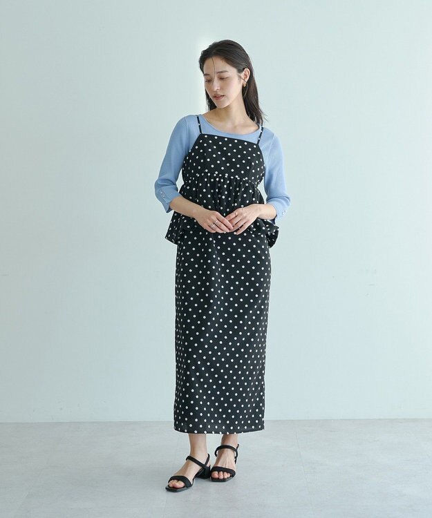 YECCA VECCA ドット柄バルーンキャミワンピース Black