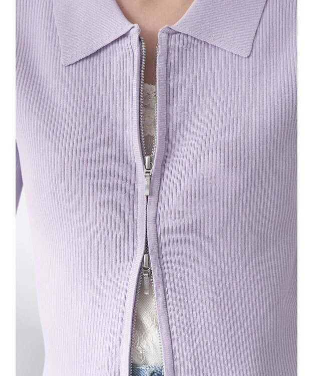 earth music&ecology 衿付きダブルＺＩＰカーディガン Lavender