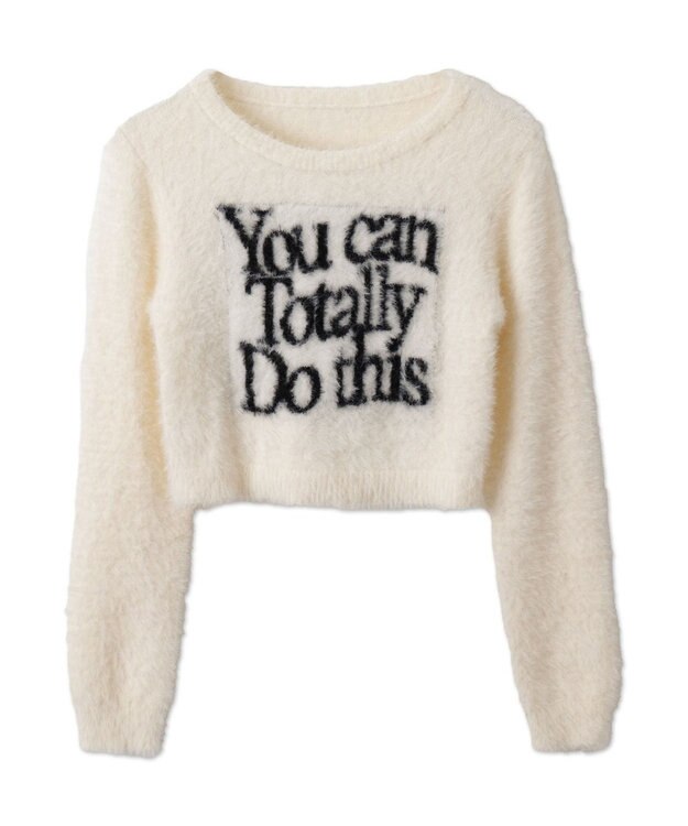 WEGO シャギーロゴコンパクトニット ホワイトアイボリー