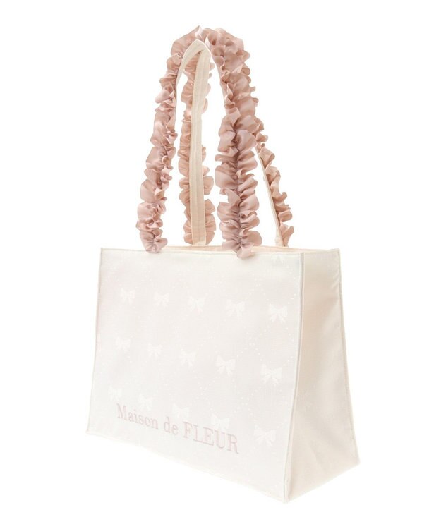 Maison de FLEUR リボン柄ジャカードスクエアトートMバッグ Ivory
