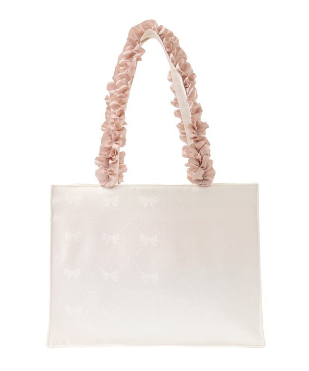 Maison de FLEUR リボン柄ジャカードスクエアトートMバッグ Ivory