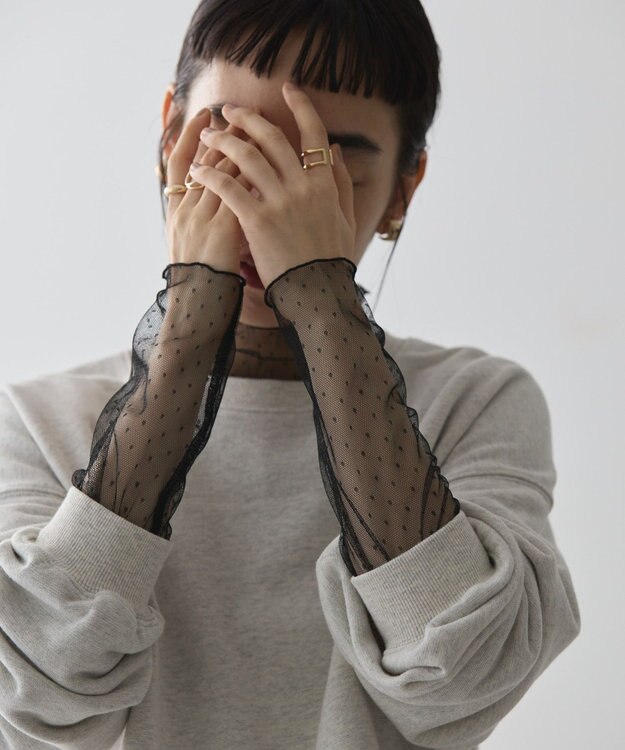 AMERICAN HOLIC ドットチュールハイネックプルオーバー Black