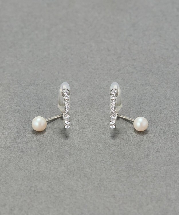 Phoebe 【痛くないシリーズ】ラインストーンパールフロートライトフィットイヤリング　シルバー シルバー