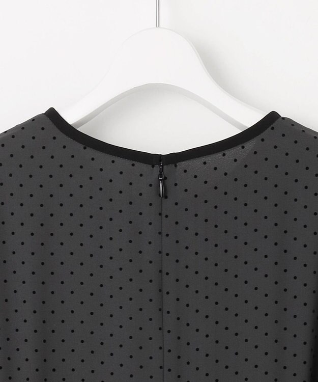 J.PRESS LADIES L 【洗える】ドットフロッキープリント ワンピース スレートベース系