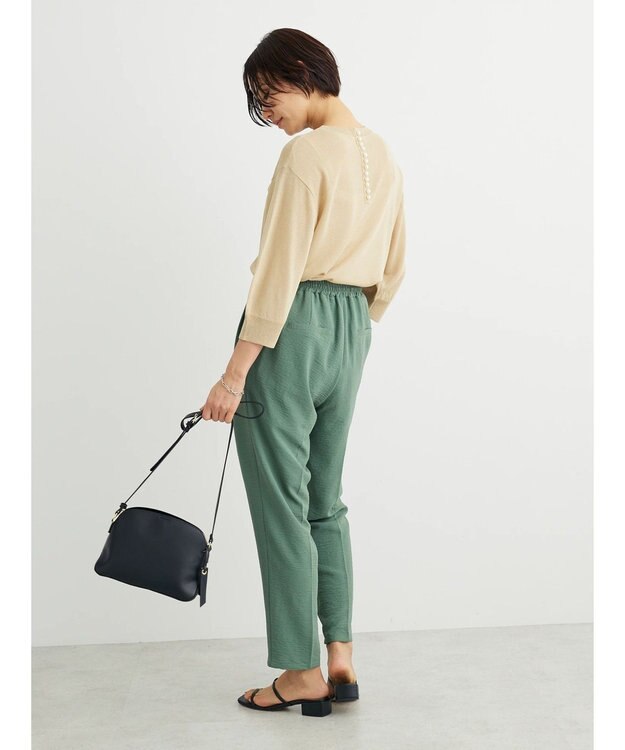 Green Parks ・ＥＬＥＮＣＡＲＥ　ＤＵＥバックパールシアー５分ニット Light Beige