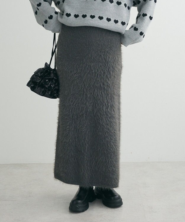 Green Parks ・Ｐｅｔｉｔ　Ｆｌｅｕｒ　シャギーニットスカート Charcoal Gray