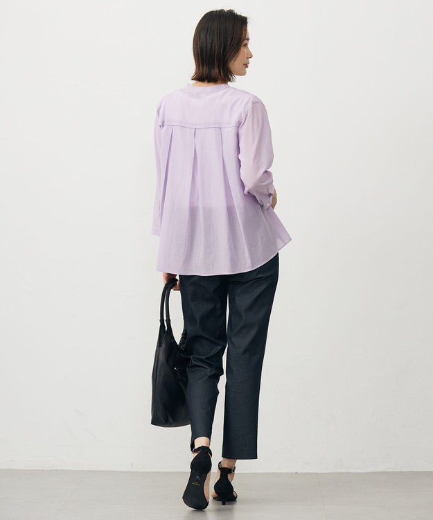 J.PRESS LADIES L 【洗える・速乾・接触冷感】リライムライトローン バックフレア ブラウス ラベンダー系