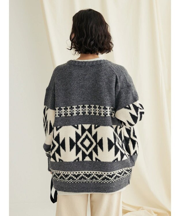 CRAFT STANDARD BOUTIQUE オルテガ柄ニットＺＩＰブルゾン Gray