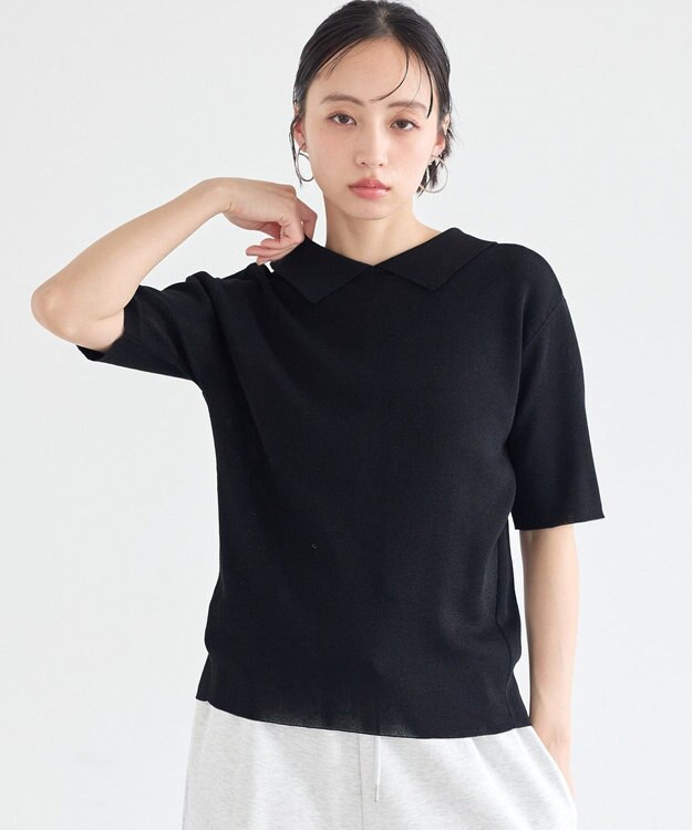 earth music&ecology 前後2WAYポロニット Black
