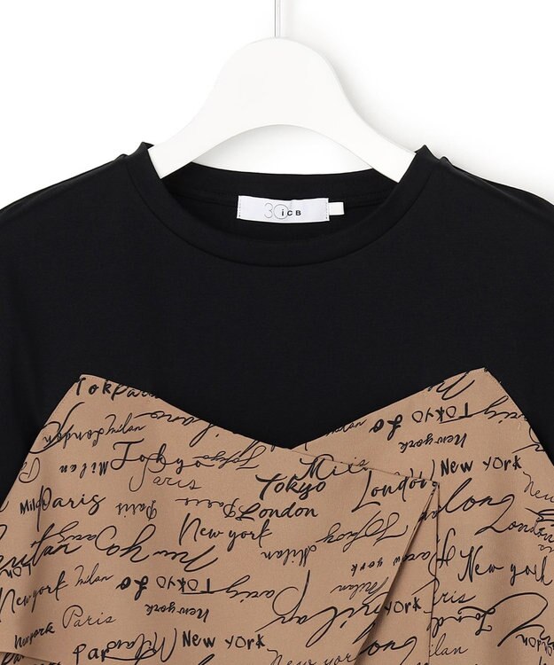 ICB 【30th ANNIVERSARY】5cityプリント コンビカットソー ブラック×バーントアンバー