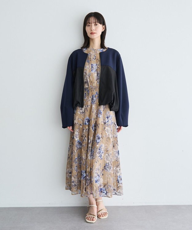 YECCA VECCA 異素材MIXバルーンブルゾン Navy