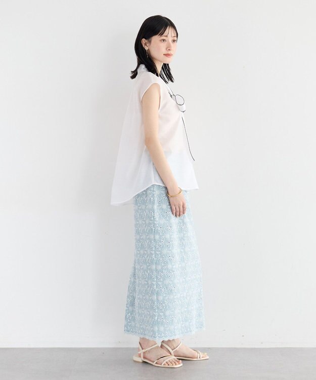 YECCA VECCA シアーボウタイブラウス Off White