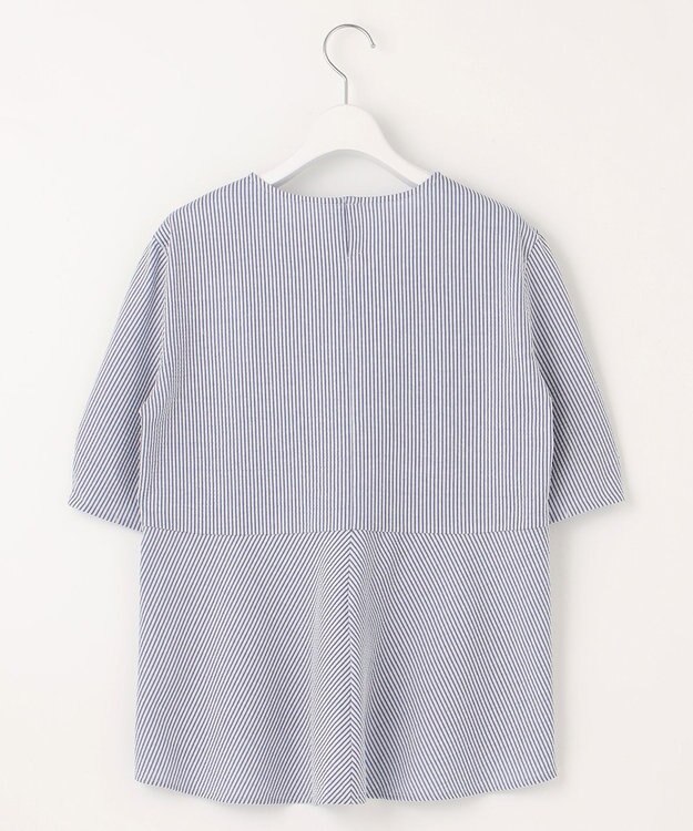 J.PRESS LADIES 【WEB限定カラーあり・抗菌消臭・吸水速乾】サッカージャージー 5分袖 ペプラム カットソー ブルー系1