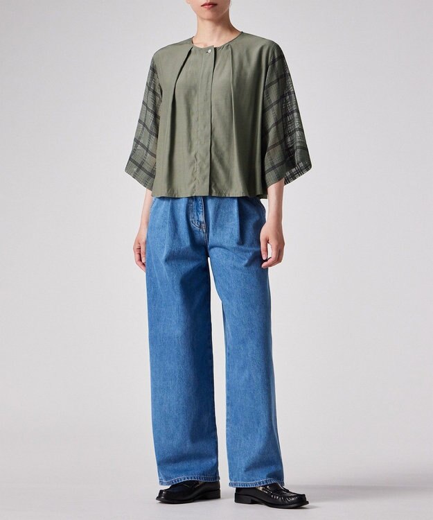 Paul Smith シアー チェック ブラウス カーキ