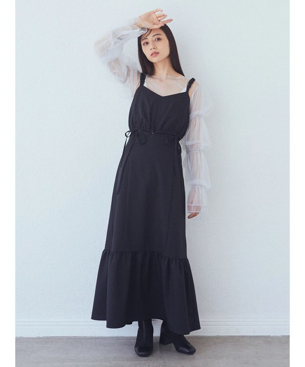 earth music&ecology マルチウェイビスチェリボンキャミワンピース Black