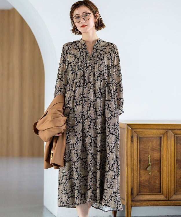 23区 【洗える】Ratti ヴィンテージペイズリープリント ワンピース モノトーンプリント