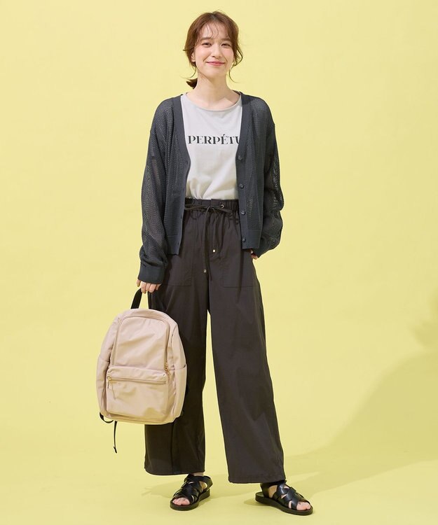 ANY L メッシュカーディガン チャコール